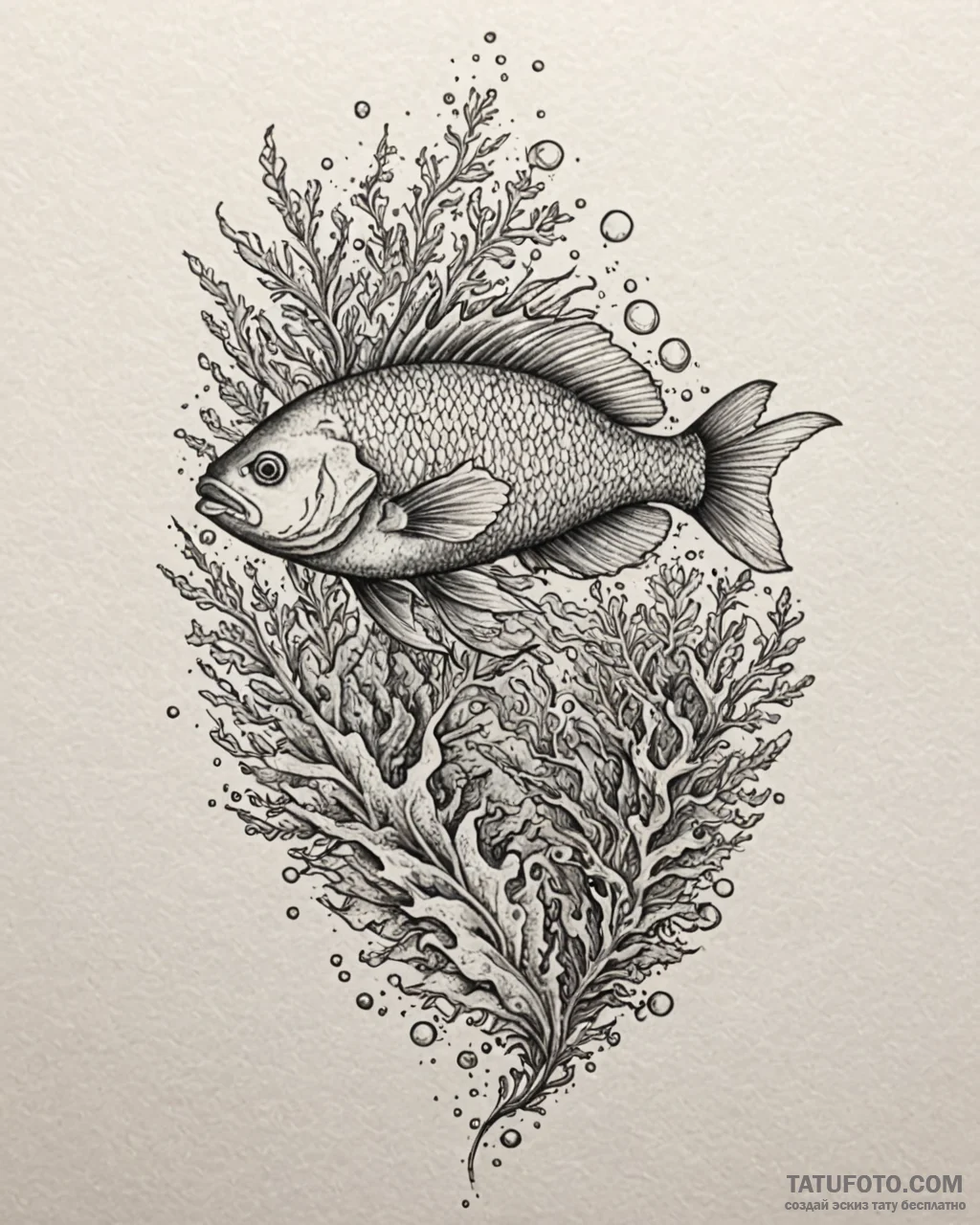 Tat tattoo sketch, sparkling coral reef fish... - эскиз тату (№1753586548_0, 27.07.2025 03:22) — Tatufoto.com