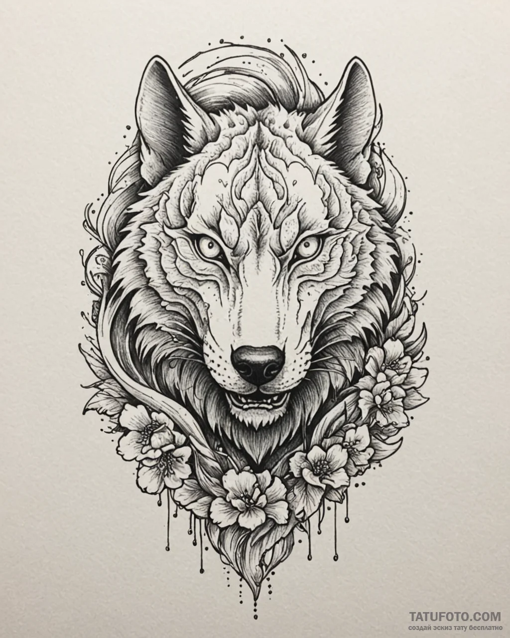 Tat tattoo sketch, cybernetic wolf with led e... - эскиз тату (№1753586750_0, 27.07.2025 03:25) — Tatufoto.com