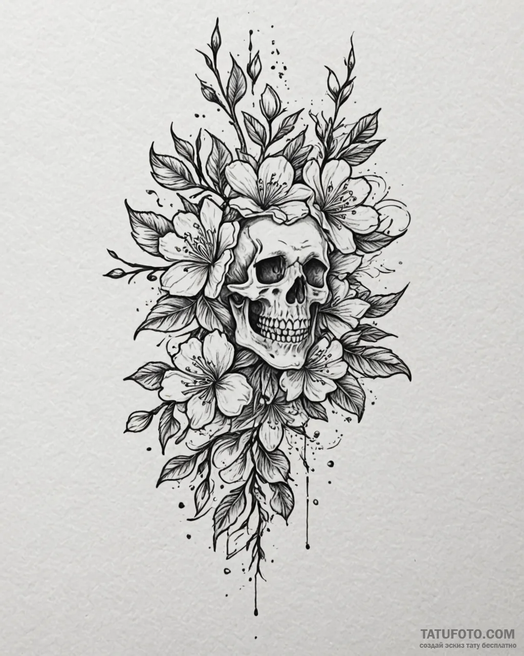 Tat tattoo sketch, traditional japanese cherr... - эскиз тату (№1753587155_0, 27.07.2025 03:32) — Tatufoto.com
