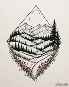 Tat tattoo sketch, soft watercolor landscape... - эскиз тату (№1753587578_0, 27.07.2025 03:39) — Tatufoto.com
