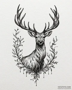 Tattoo sketch, bambi silhouette with antlers... - эскиз тату (№1753588199_0, 27.07.2025 03:49) — Tatufoto.com
