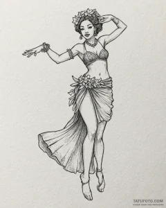 Tattoo sketch, lilo dancing with hula skirt,... - эскиз тату (№1753588406_0, 27.07.2025 03:53) — Tatufoto.com