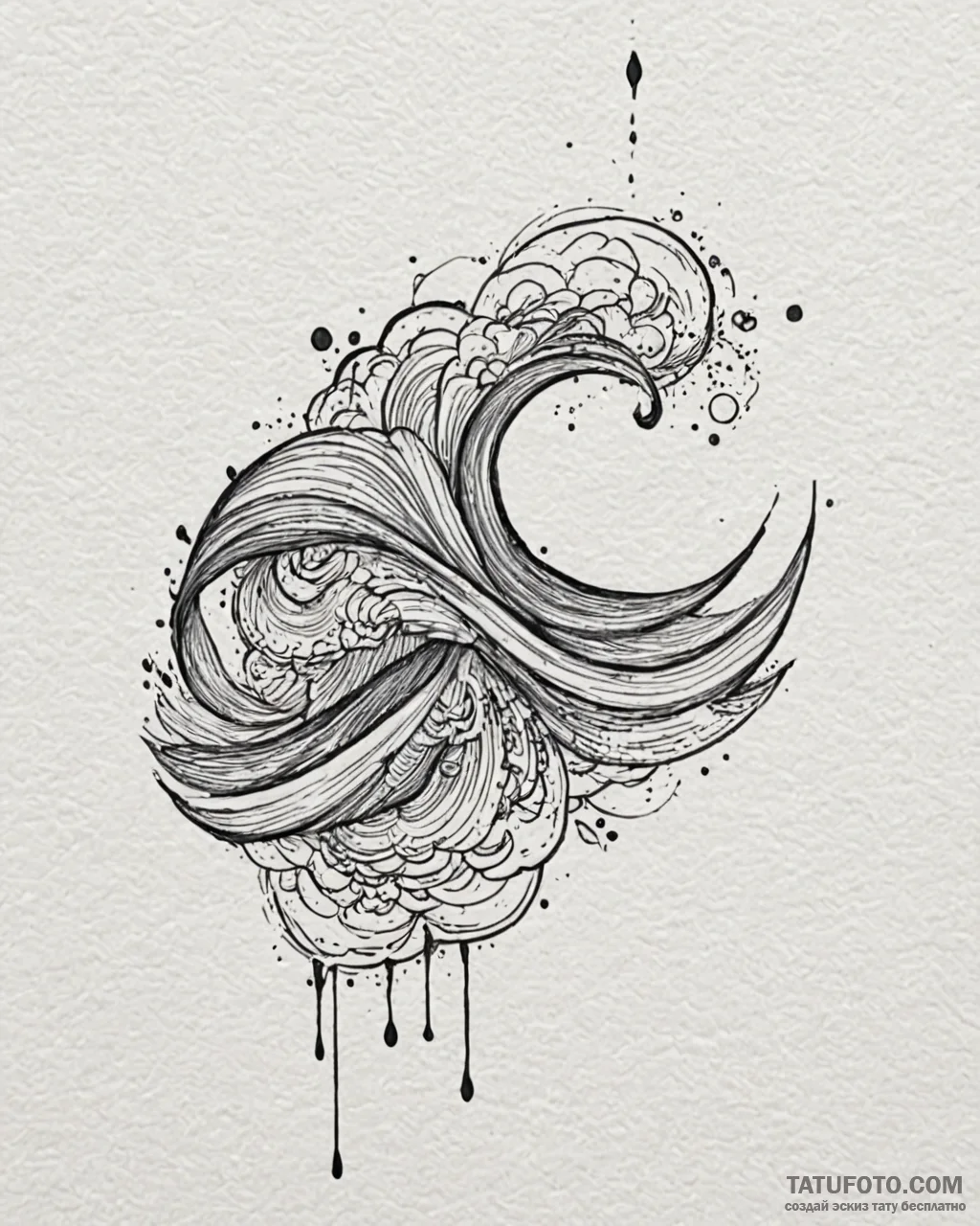 Tattoo sketch, asymmetric wave patterns with... - эскиз тату (№1753588613_0, 27.07.2025 03:56) — Tatufoto.com
