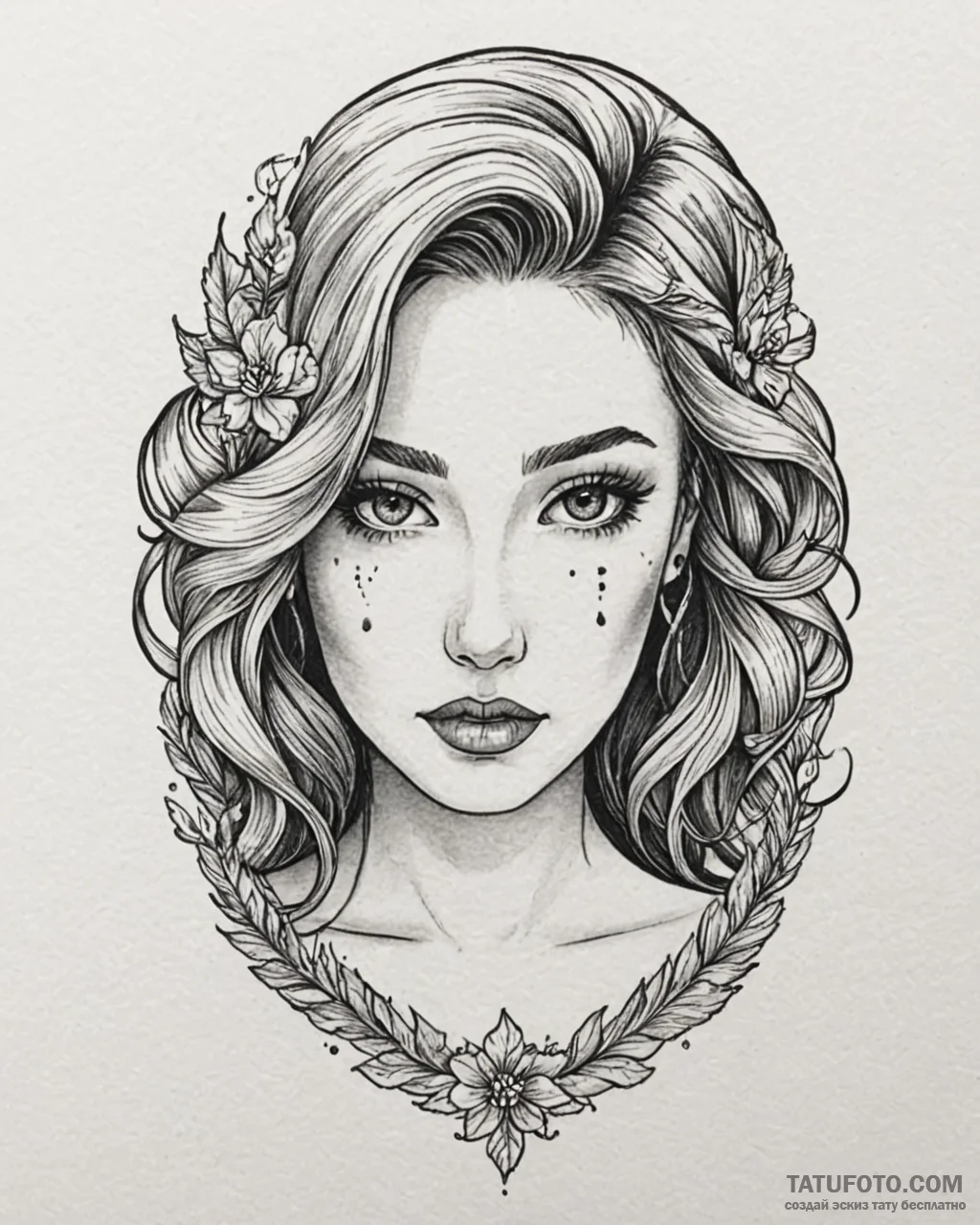 Tattoo sketch, lucy wilde with playful wink,... - эскиз тату (№1753590018_0, 27.07.2025 04:20) — Tatufoto.com
