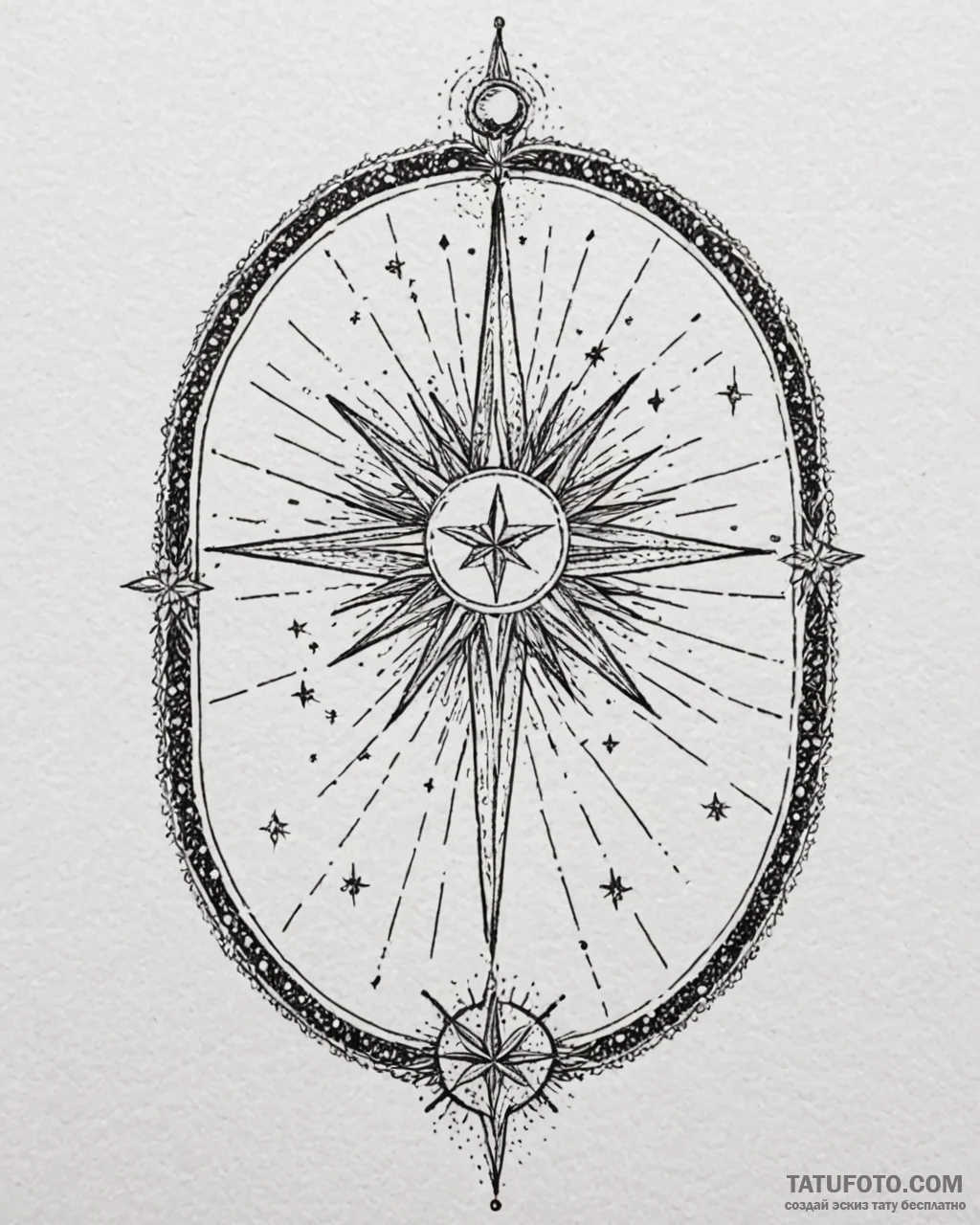 Tattoo sketch, tarot card “the star” with rad... - эскиз тату (№1753591225_0, 27.07.2025 04:40) — Tatufoto.com