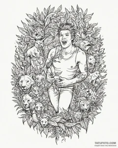 Tat tattoo sketch, animals of the jungle in a... - эскиз тату (№1753591623_0, 27.07.2025 04:47) — Tatufoto.com