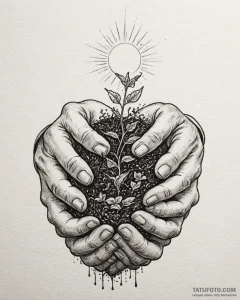 Tat tattoo sketch, farmer’s hands holding soi... - эскиз тату (№1753591821_0, 27.07.2025 04:50) — Tatufoto.com