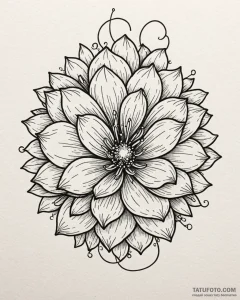 Tat tattoo sketch, whimsical oversized flower... - эскиз тату (№1753592422_0, 27.07.2025 05:00) — Tatufoto.com