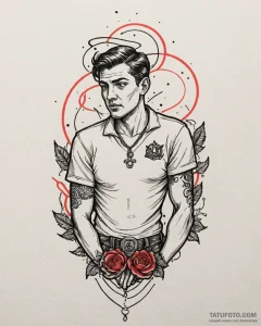 Tattoo sketch, nick with sly eyes and city li... - эскиз тату (№1753592621_0, 27.07.2025 05:03) — Tatufoto.com
