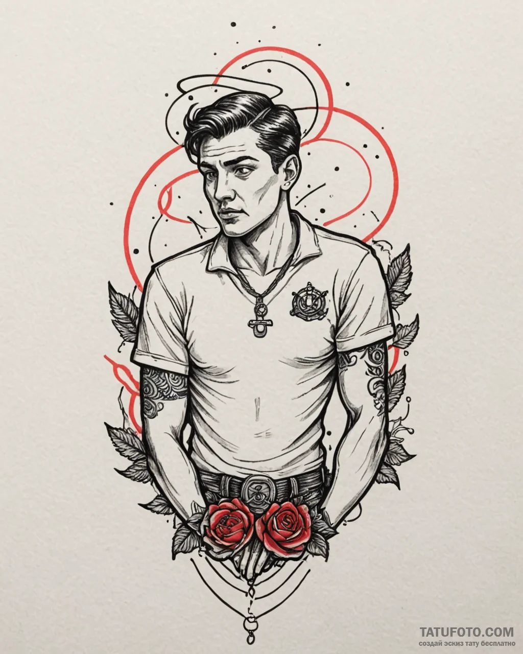 Tattoo sketch, nick with sly eyes and city li... - эскиз тату (№1753592621_0, 27.07.2025 05:03) — Tatufoto.com