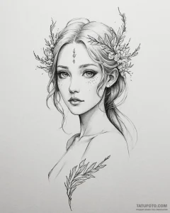 Eskizto, tattoo sketch, eve with soft glowing... - эскиз тату (№1753593215_0, 27.07.2025 05:13) — Tatufoto.com