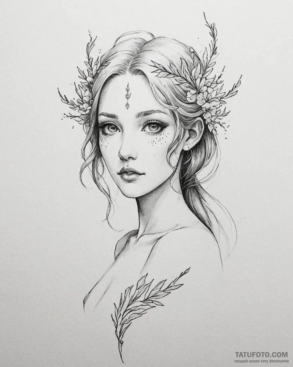 Eskizto, tattoo sketch, eve with soft glowing... - эскиз тату (№1753593215_0, 27.07.2025 05:13) — Tatufoto.com