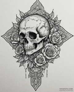Tattoo sketch, stitch with tribal patterns on... - эскиз тату (№1753594404_0, 27.07.2025 05:33) — Tatufoto.com