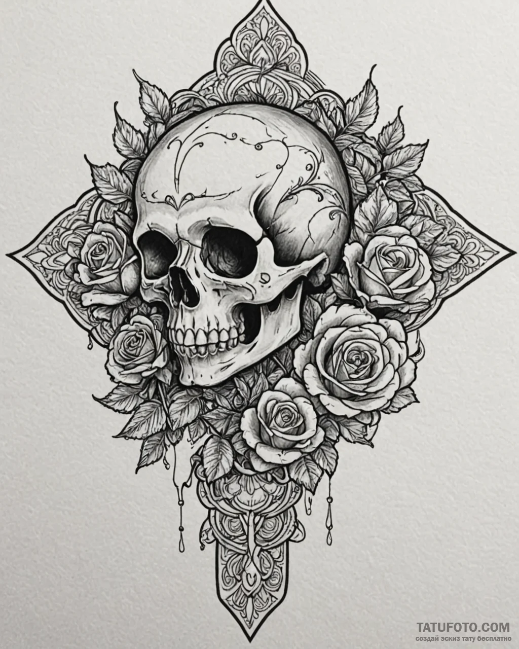 Tattoo sketch, stitch with tribal patterns on... - эскиз тату (№1753594404_0, 27.07.2025 05:33) — Tatufoto.com