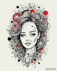портреты с космическими мотивами, ink illustr... - эскиз тату (№1753594800_0, 27.07.2025 05:40) — Tatufoto.com
