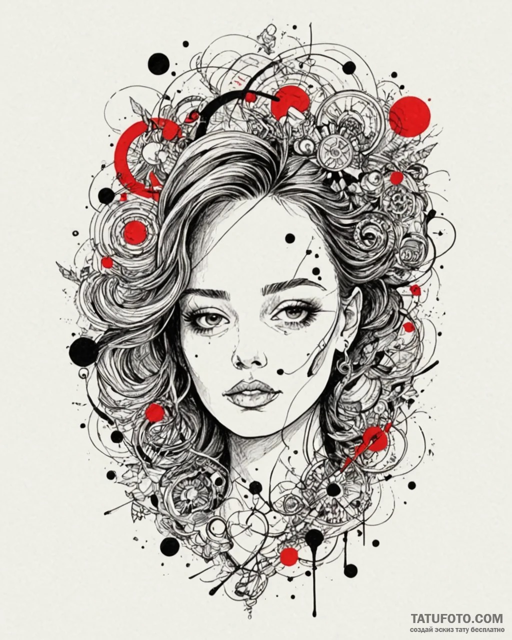 портреты с космическими мотивами, ink illustr... - эскиз тату (№1753594800_0, 27.07.2025 05:40) — Tatufoto.com