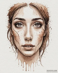 Tattoo sketch, sadness with watery eyes, soft... - эскиз тату (№1753595393_0, 27.07.2025 05:49) — Tatufoto.com