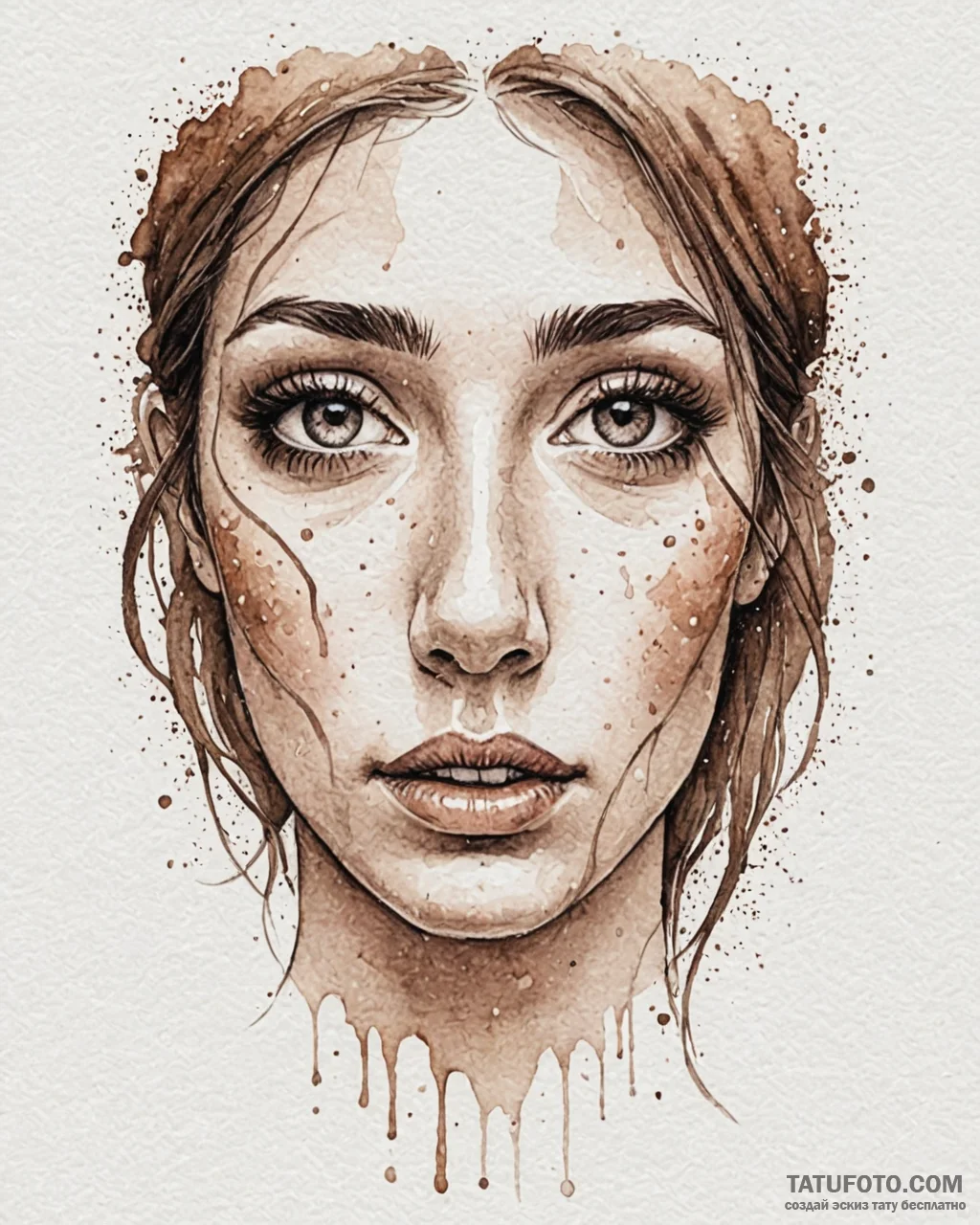 Tattoo sketch, sadness with watery eyes, soft... - эскиз тату (№1753595393_0, 27.07.2025 05:49) — Tatufoto.com