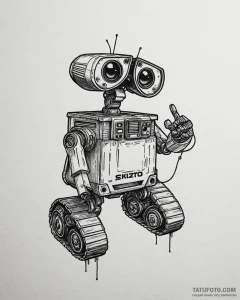 Eskizto, tattoo sketch, wall-e mechanical det... - эскиз тату (№1753596185_0, 27.07.2025 06:03) — Tatufoto.com
