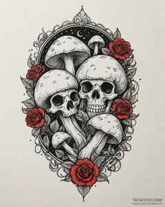 Tat tattoo sketch, enchanted mushrooms glowin... - эскиз тату (№1753598954_0, 27.07.2025 06:49) — Tatufoto.com