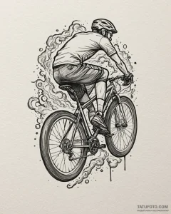 велосипедист, artistic tattoo sketch, on a cl... - эскиз тату (№1753599745_0, 27.07.2025 07:02) — Tatufoto.com