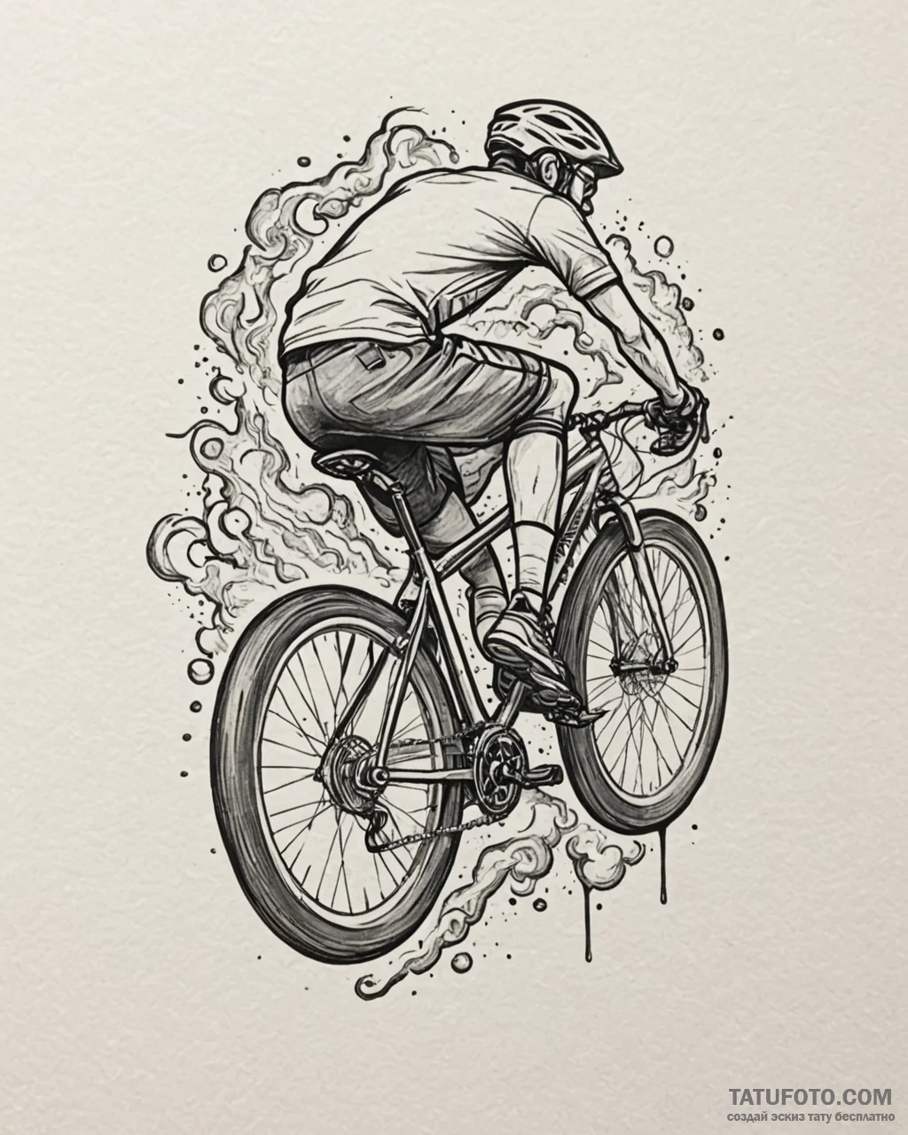 велосипедист, artistic tattoo sketch, on a cl... - эскиз тату (№1753599745_0, 27.07.2025 07:02) — Tatufoto.com