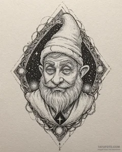 Tattoo sketch, papa smurf with glowing aura,... - эскиз тату (№1753600937_0, 27.07.2025 07:22) — Tatufoto.com
