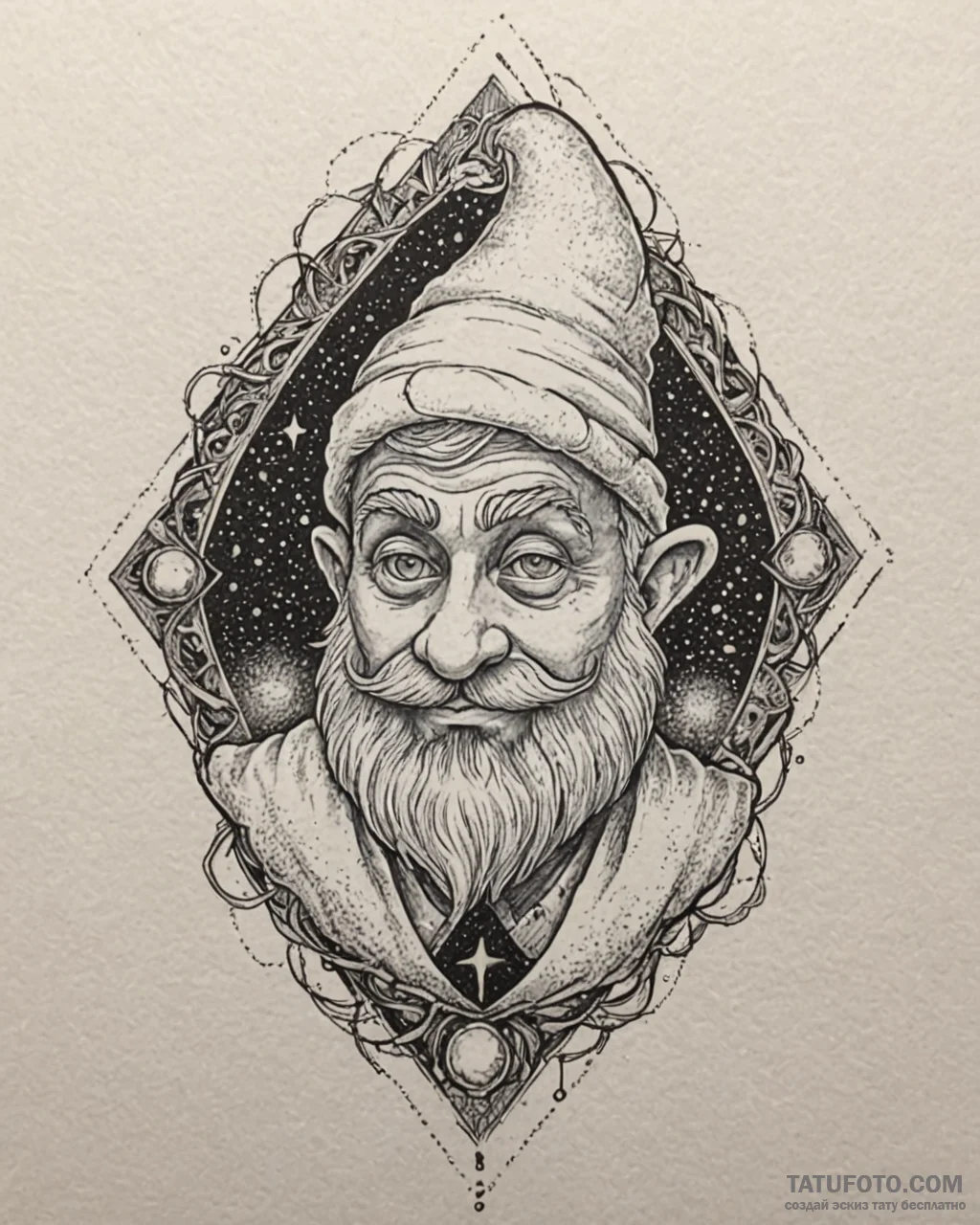 Tattoo sketch, papa smurf with glowing aura,... - эскиз тату (№1753600937_0, 27.07.2025 07:22) — Tatufoto.com