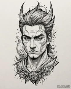 Tat tattoo sketch, joaquin’s face with fierce... - эскиз тату (№1753601135_0, 27.07.2025 07:25) — Tatufoto.com