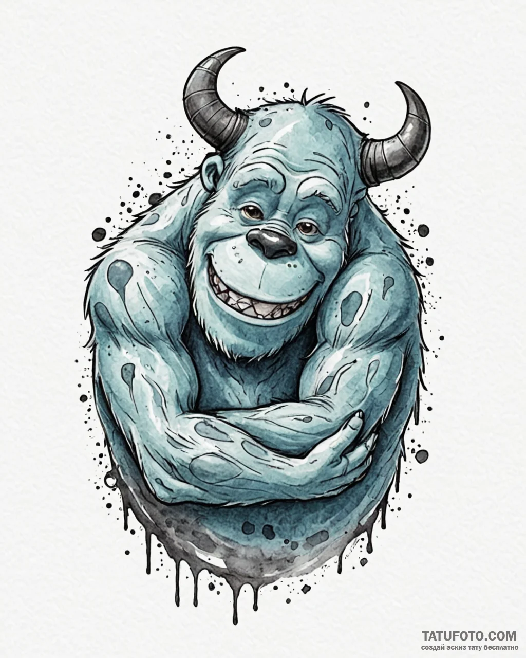 Eskizto, tattoo sketch, boo hugging sulley, s... - эскиз тату (№1753602521_0, 27.07.2025 07:48) — Tatufoto.com