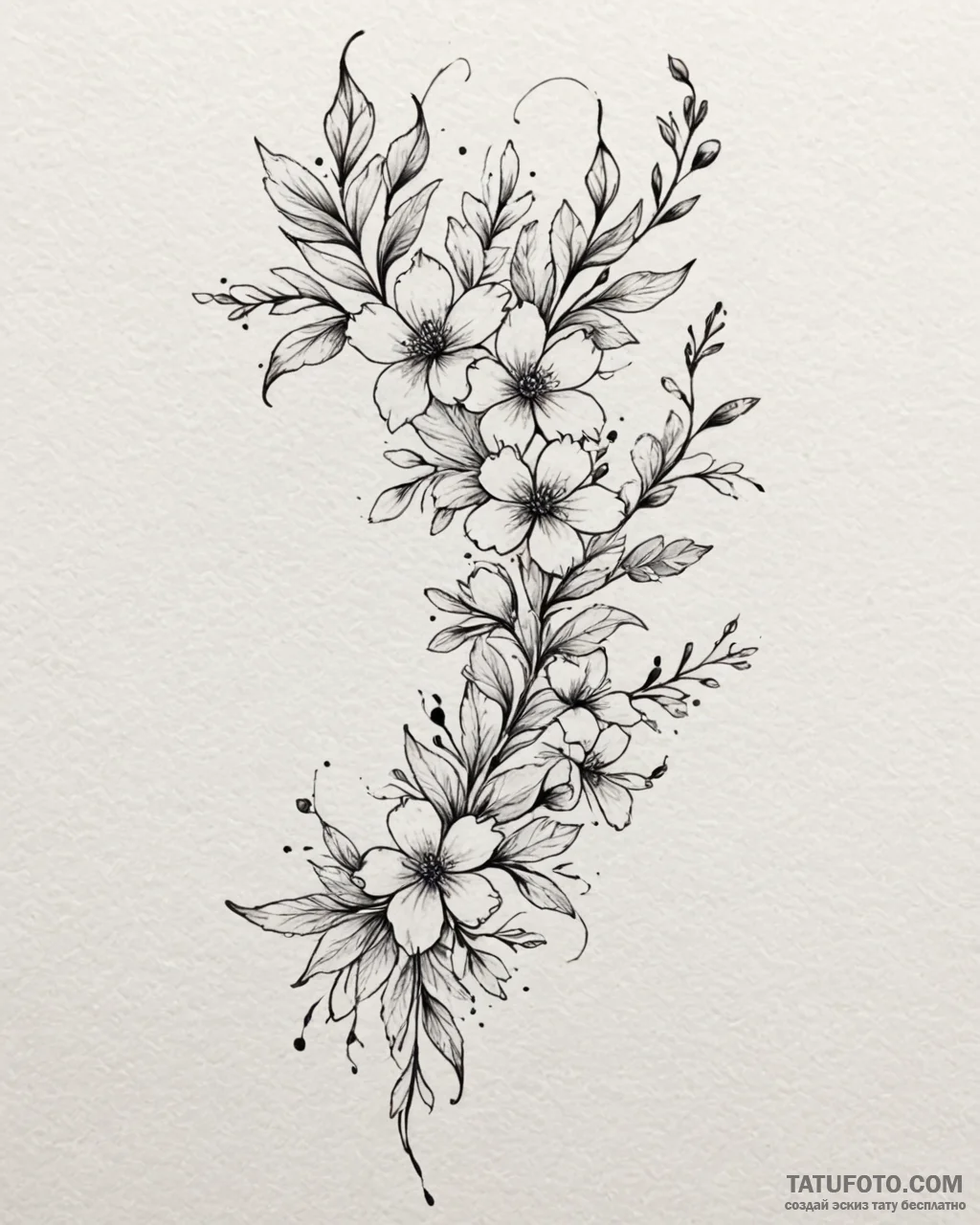 Tat tattoo sketch, flowing watercolor washes... - эскиз тату (№1753603314_0, 27.07.2025 08:01) — Tatufoto.com