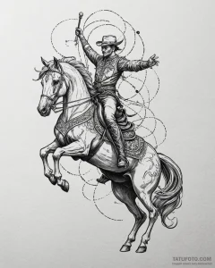 Tat tattoo sketch, manolo riding horse with g... - эскиз тату (№1753604898_0, 27.07.2025 08:28) — Tatufoto.com