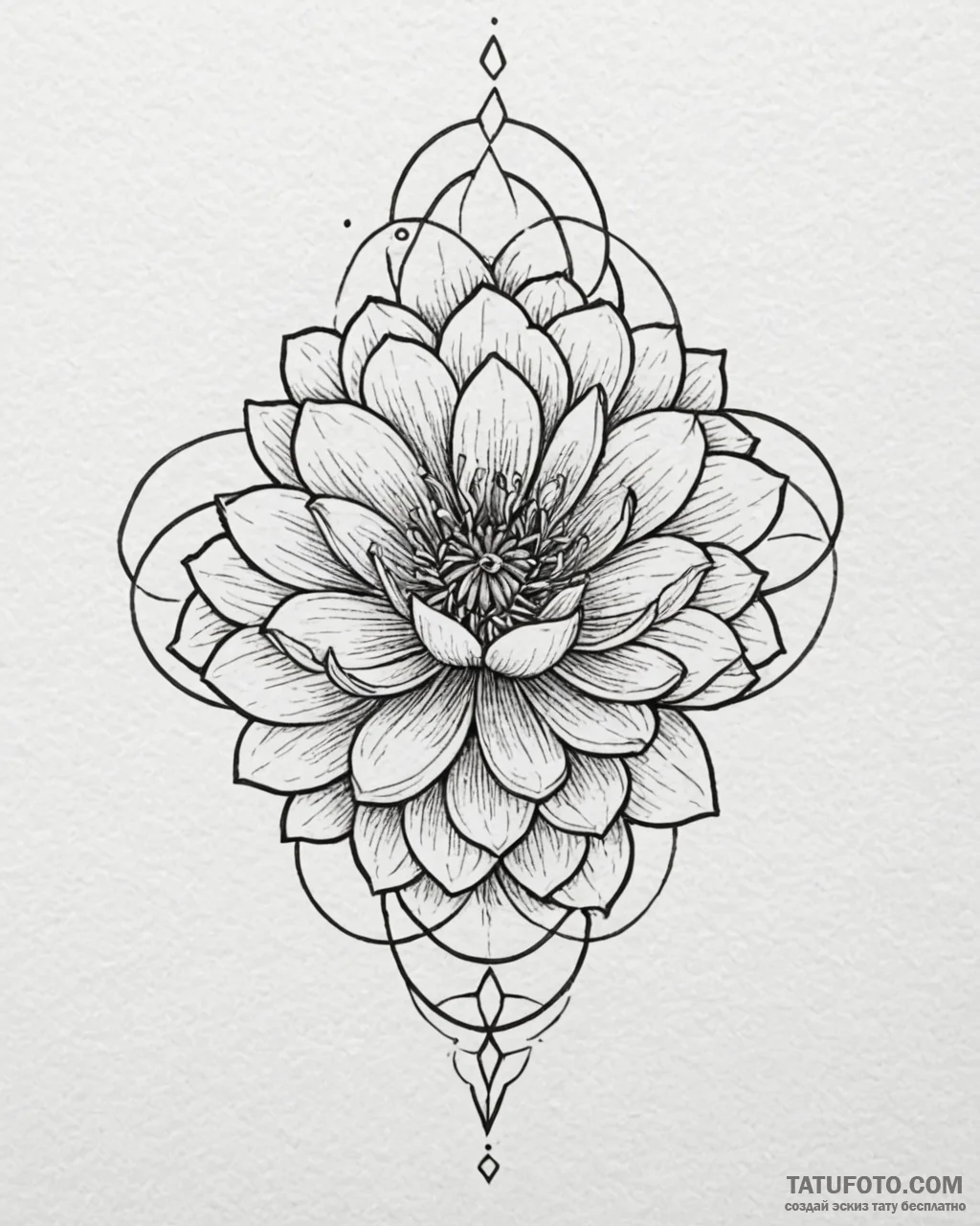 Tat tattoo sketch, minimalist geometric flowe... - эскиз тату (№1753606284_0, 27.07.2025 08:51) — Tatufoto.com