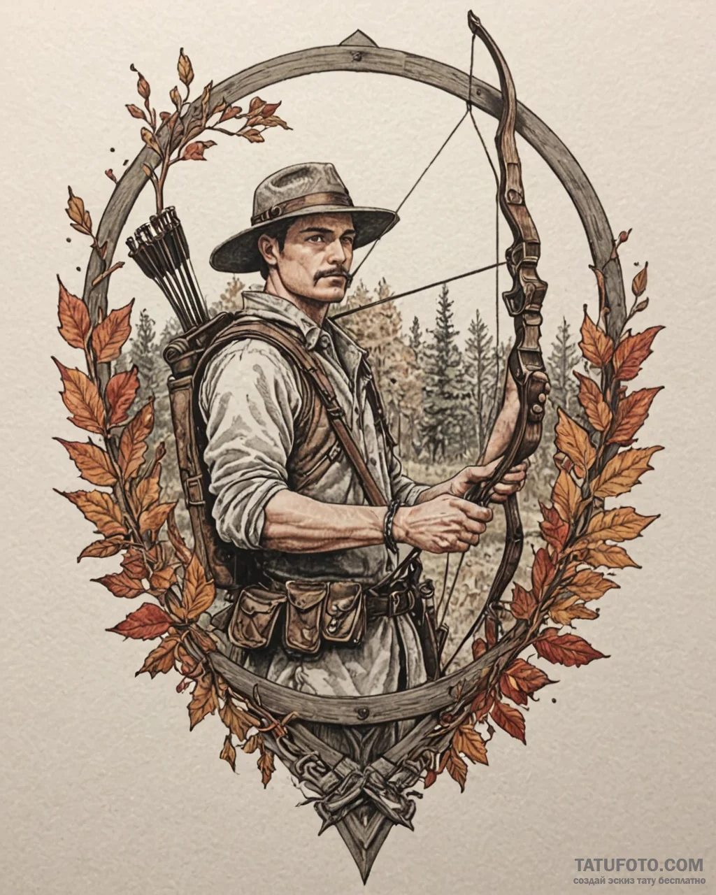Tat tattoo sketch, hunter’s crossbow loaded w... - эскиз тату (№1753606878_0, 27.07.2025 09:01) — Tatufoto.com