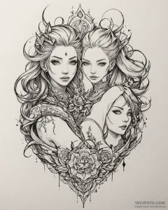 Tat tattoo sketch, vi and jinx dual portrait... - эскиз тату (№1753608460_0, 27.07.2025 09:27) — Tatufoto.com