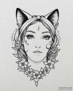 Tattoo sketch, paprika with cat ears headband... - эскиз тату (№1753609251_0, 27.07.2025 09:40) — Tatufoto.com