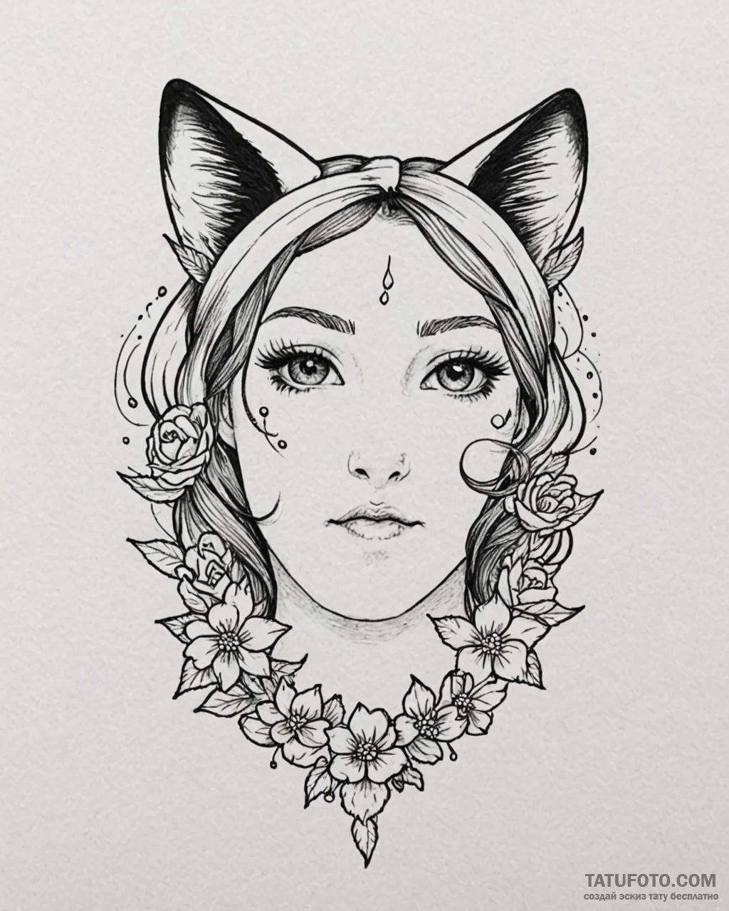 Tattoo sketch, paprika with cat ears headband… — эскиз тату (№1753609251_0, 27.07.2025 09:40) — Tatufoto.com