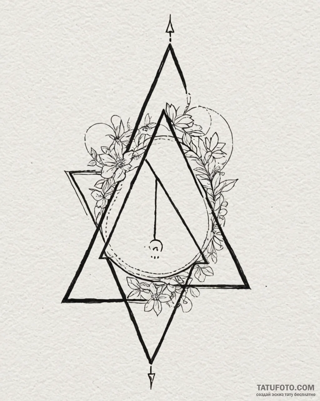 Tattoo sketch, clean geometric triangle with... - эскиз тату (№1753610634_0, 27.07.2025 10:03) — Tatufoto.com