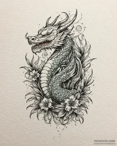 Tat tattoo sketch, tropical palm leaves with... - эскиз тату (№1753610833_0, 27.07.2025 10:07) — Tatufoto.com