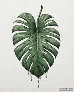 Tattoo sketch, monstera leaf with torn edges... - эскиз тату (№1753611429_0, 27.07.2025 10:17) — Tatufoto.com
