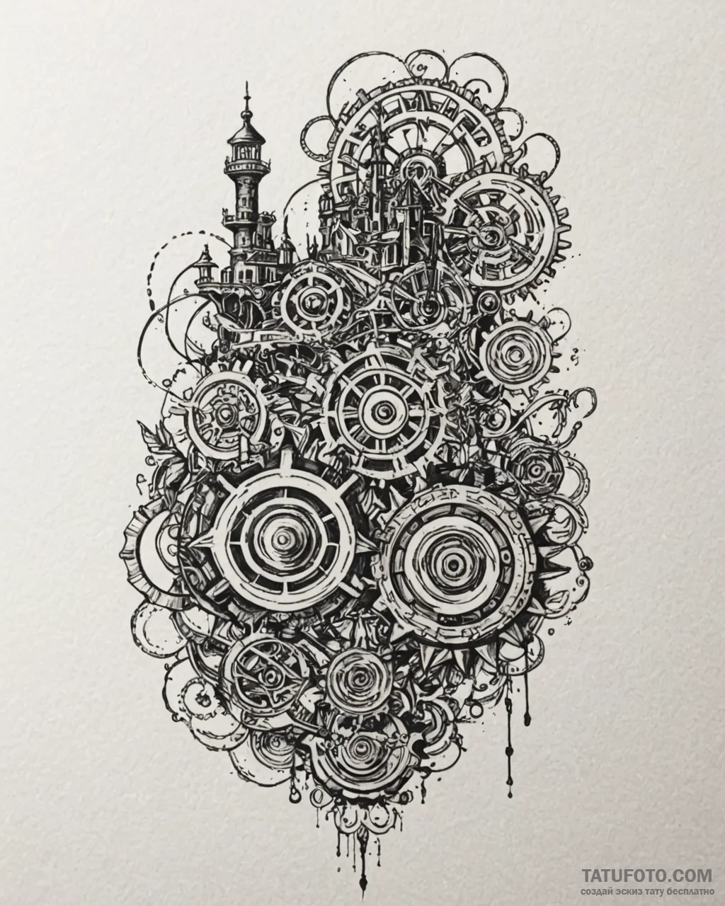 Tattoo sketch, howl’s moving castle silhouett... - эскиз тату (№1753612426_0, 27.07.2025 10:33) — Tatufoto.com