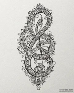 Tattoo sketch, treble clef formed from intert... - эскиз тату (№1753613218_0, 27.07.2025 10:46) — Tatufoto.com