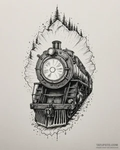 Tattoo sketch, polar express headlight glowin... - эскиз тату (№1753614012_0, 27.07.2025 11:00) — Tatufoto.com