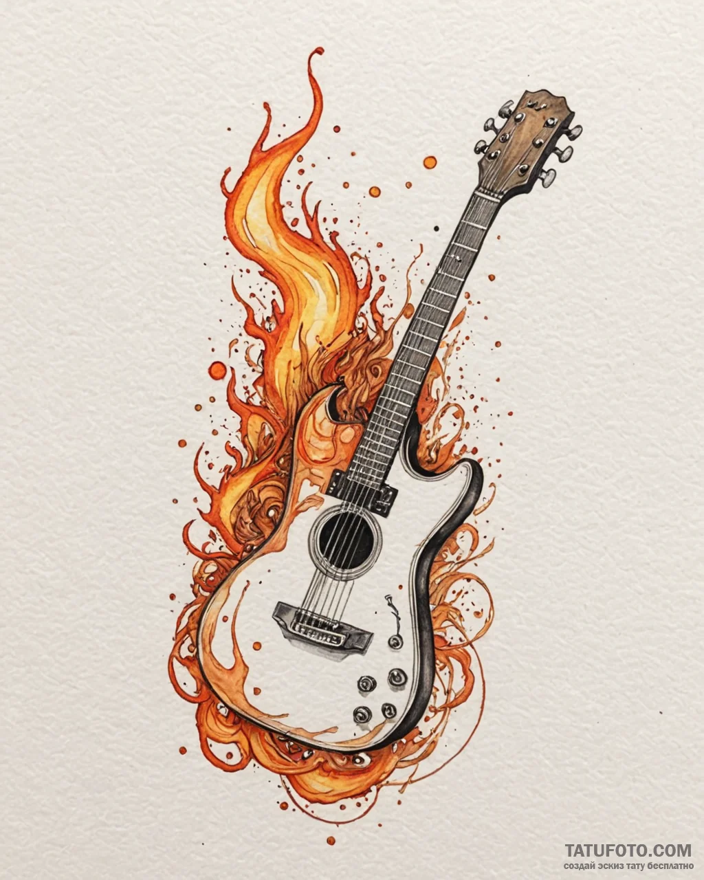 Tat tattoo sketch, guitar strings blending in... - эскиз тату (№1753614405_0, 27.07.2025 11:06) — Tatufoto.com