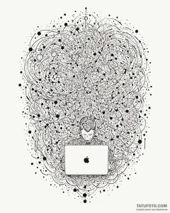 Tattoo sketch, programmer code flowing in str... - эскиз тату (№1753615000_0, 27.07.2025 11:16) — Tatufoto.com