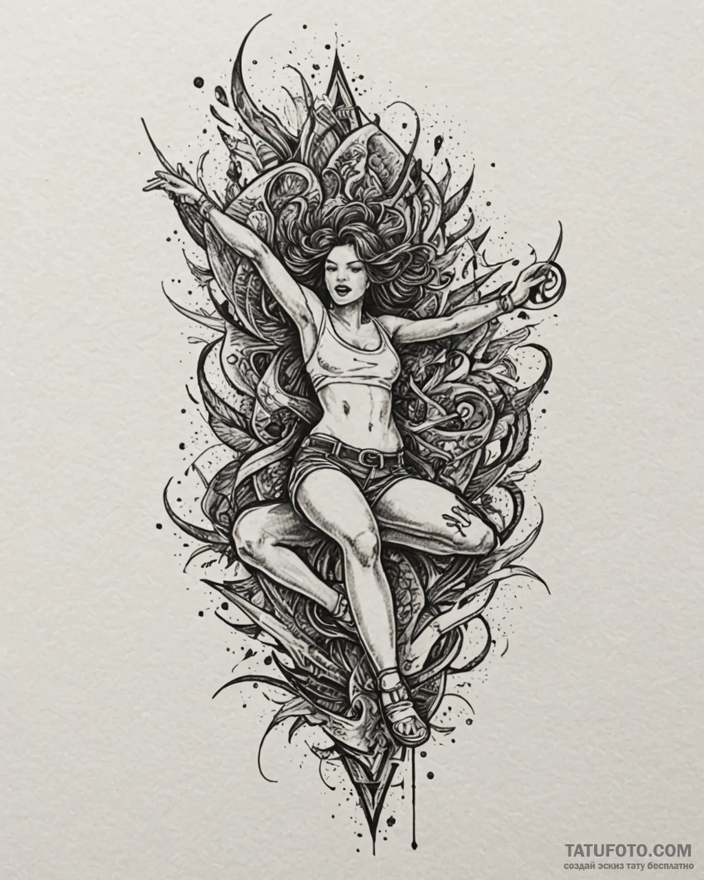 Eskizto, tattoo sketch, fender dancing with s... - эскиз тату (№1753617578_0, 27.07.2025 11:59) — Tatufoto.com