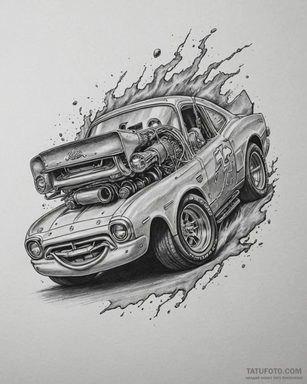 Tattoo sketch, lightning mcqueen roaring engi... - эскиз тату (№1753618373_0, 27.07.2025 12:12) — Tatufoto.com