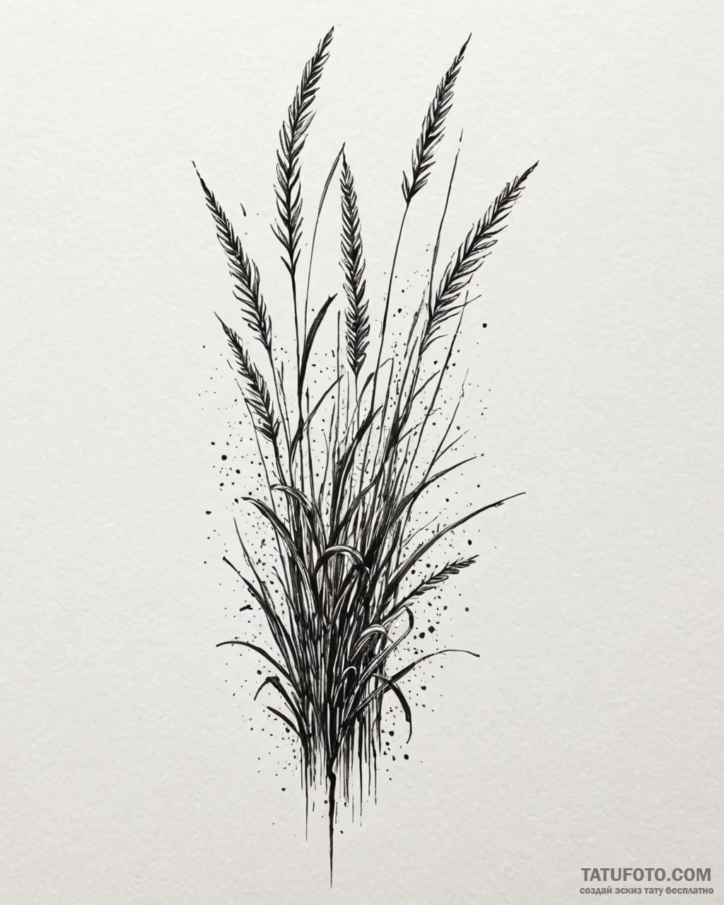 Tat tattoo sketch, delicate reeds bending gen... - эскиз тату (№1753618770_0, 27.07.2025 12:19) — Tatufoto.com