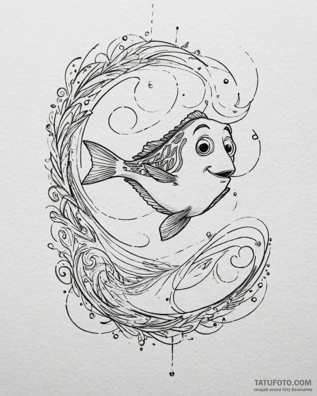 Eskizto, tattoo sketch, dory confused with sw... - эскиз тату (№1753619965_0, 27.07.2025 12:39) — Tatufoto.com