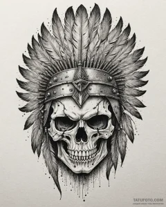 Tattoo sketch, skull wearing ancient warrior... - эскиз тату (№1753620575_0, 27.07.2025 12:49) — Tatufoto.com